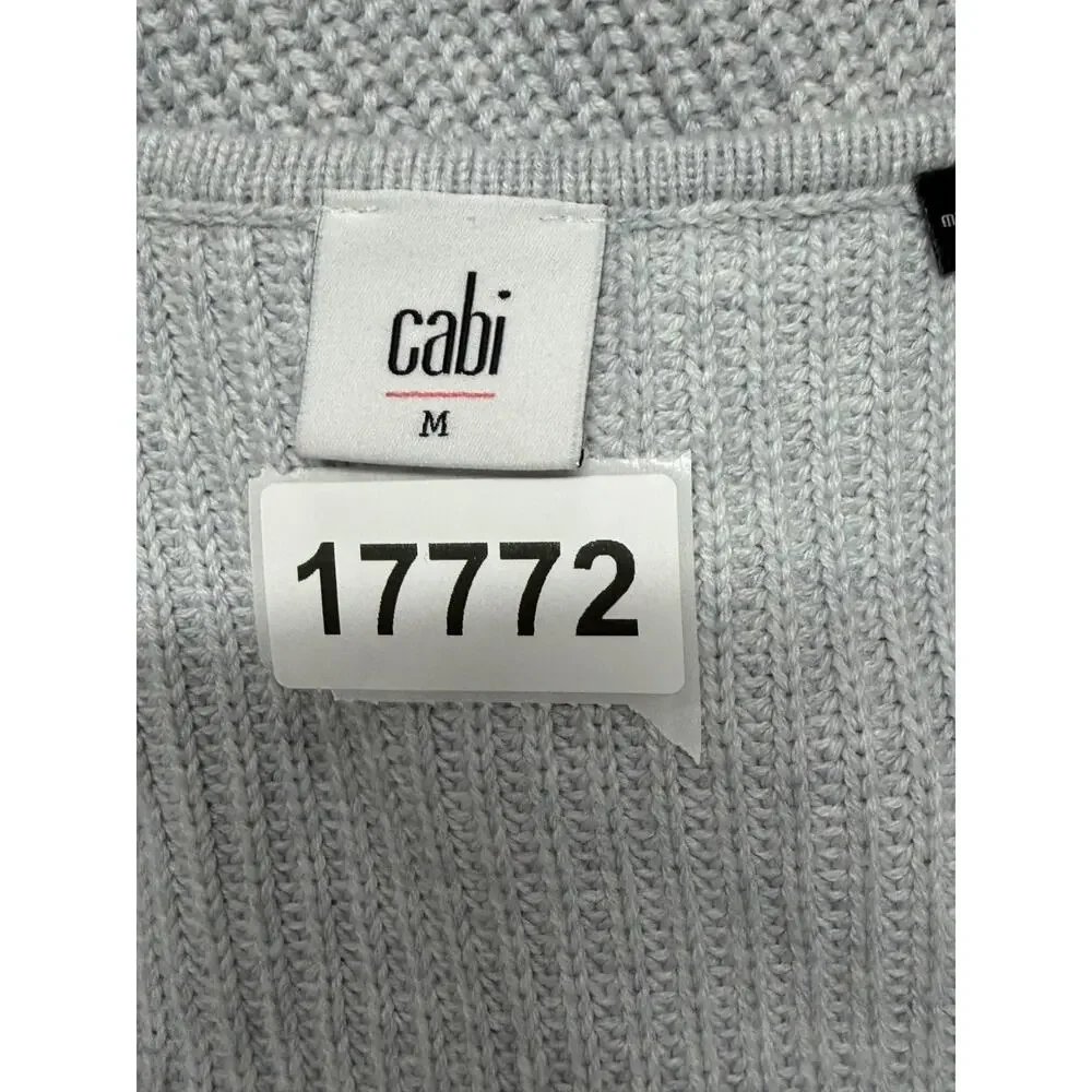 Cabi Sweater Womens Medium Gray‎ V-Neck Side Zippers Soft Pullover